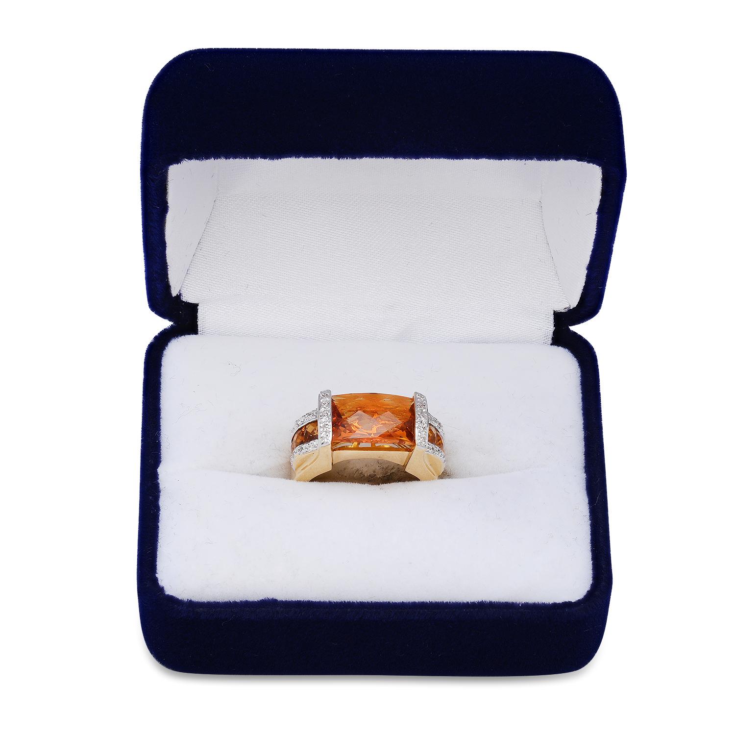 18K Yellow Gold Setting with 4.89ct Citrine and 0.15ct Diamond Bellari" Designor Ring"