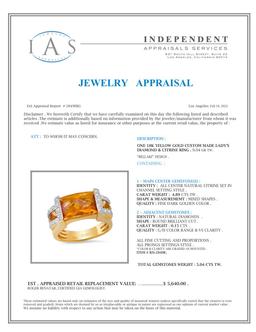 18K Yellow Gold Setting with 4.89ct Citrine and 0.15ct Diamond Bellari" Designor Ring"