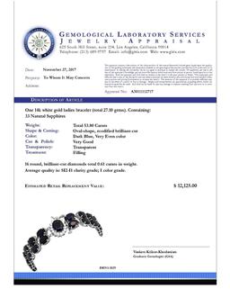 14k White Gold 53.80ct Sapphire 0.61ct Diamond Bracelet