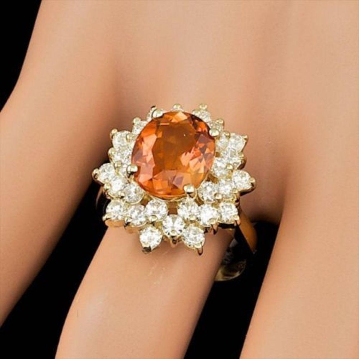 14K Yellow Gold 3.58ct Citrine and 1.93ct Diamond Ring