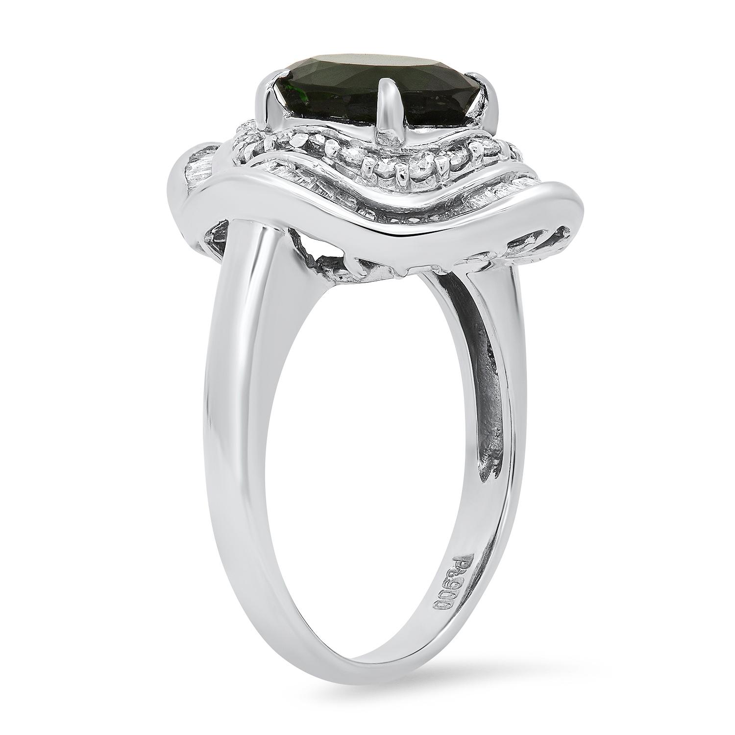 Platinum Setting with 2.51ct Tourmaline and 1.08ct Diamond Ladies Ring