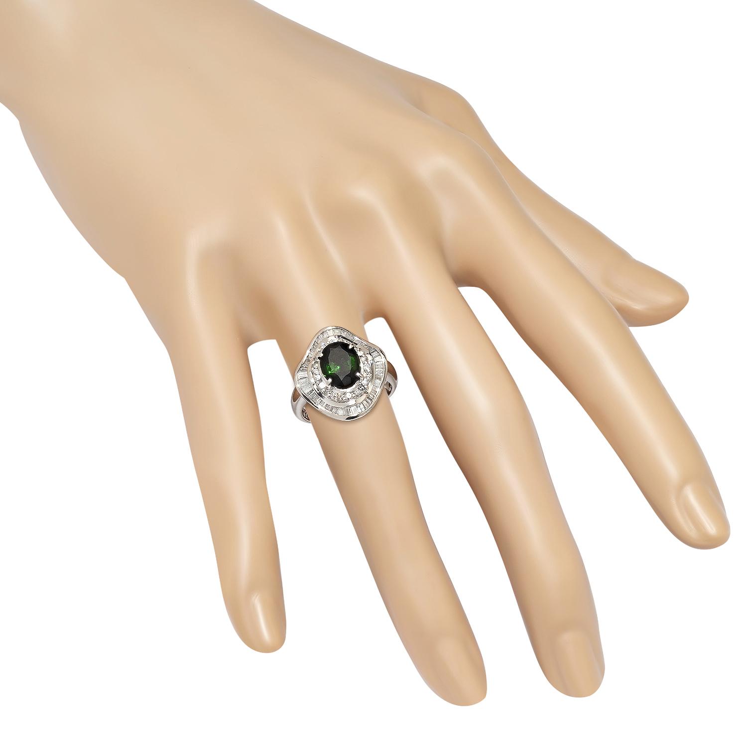 Platinum Setting with 2.51ct Tourmaline and 1.08ct Diamond Ladies Ring