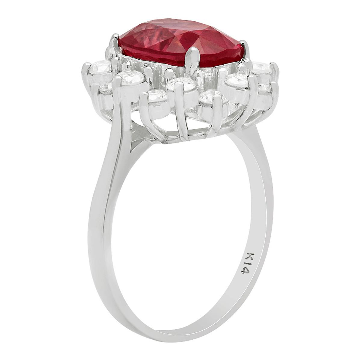 14k White Gold 4.61ct Ruby 0.98ct Diamond Ring