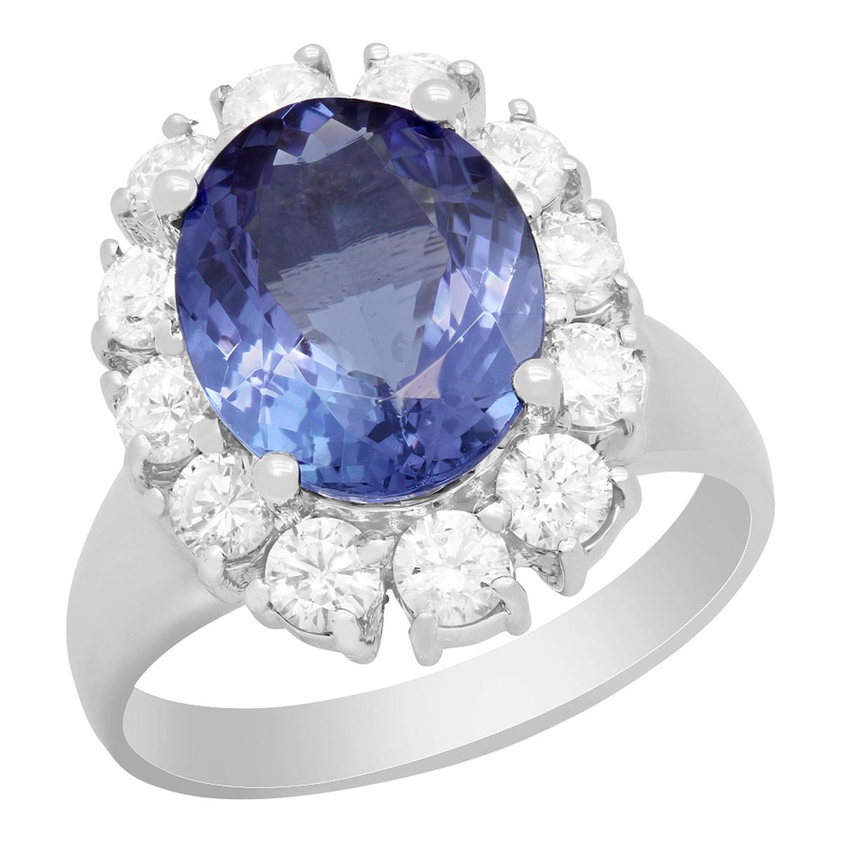 14k White Gold 3.87ct Tanzanite 1.39ct Diamond Ring