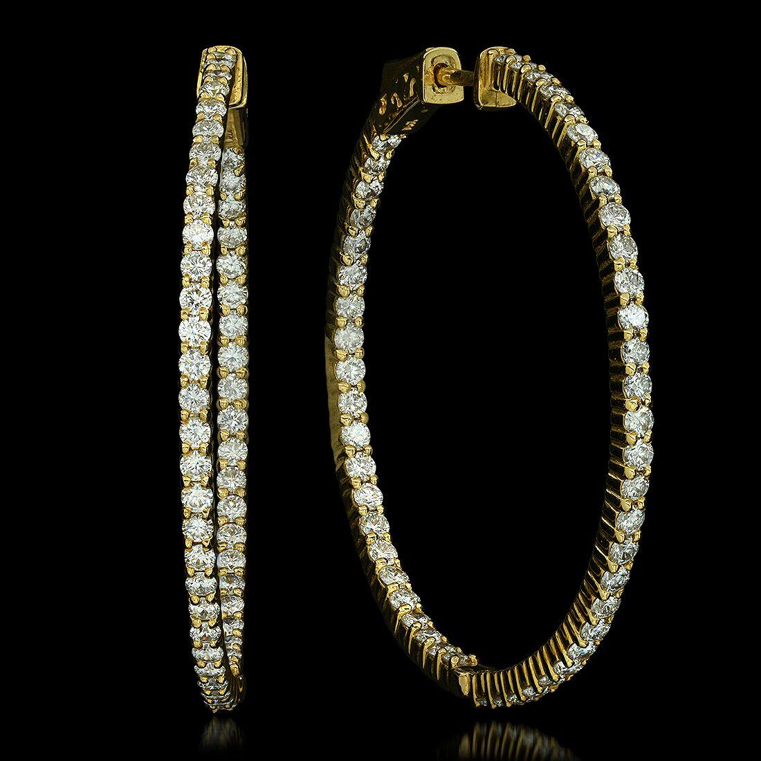 14K Yellow Gold and 3.32ct Diamond Earrings