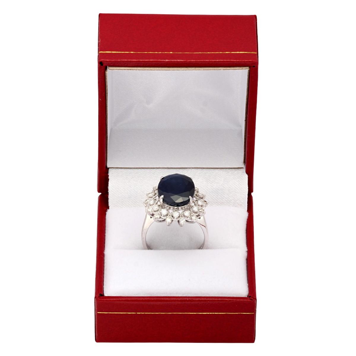 14k White Gold 10.15ct Sapphire 0.75ct Diamond Ring