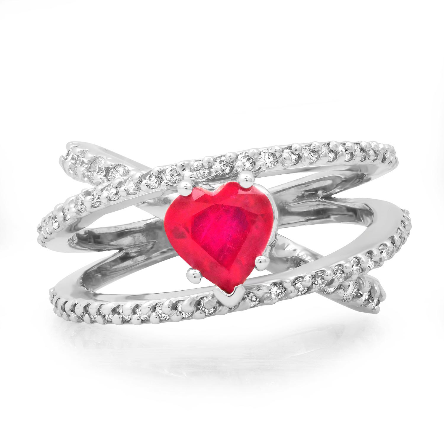 18K White Gold Setting with 1.47ct Heart shapped Ruby and 0.90ct Diamond Ring