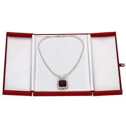 14k White Gold 33.36ct Purple Tourmaline 7.35ct Diamond Necklace