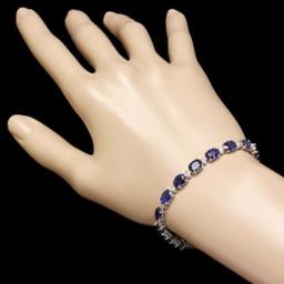 14K Gold 15.31ct Sapphire 0.62ct Diamond Bracelet