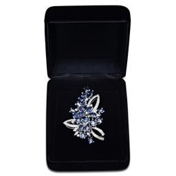 14K White Gold Setting with 9.68ct Sapphire and 0.42ct Diamond Broach