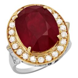 14k Yellow Gold 14.92ct Ruby 0.87ct Diamond Ring