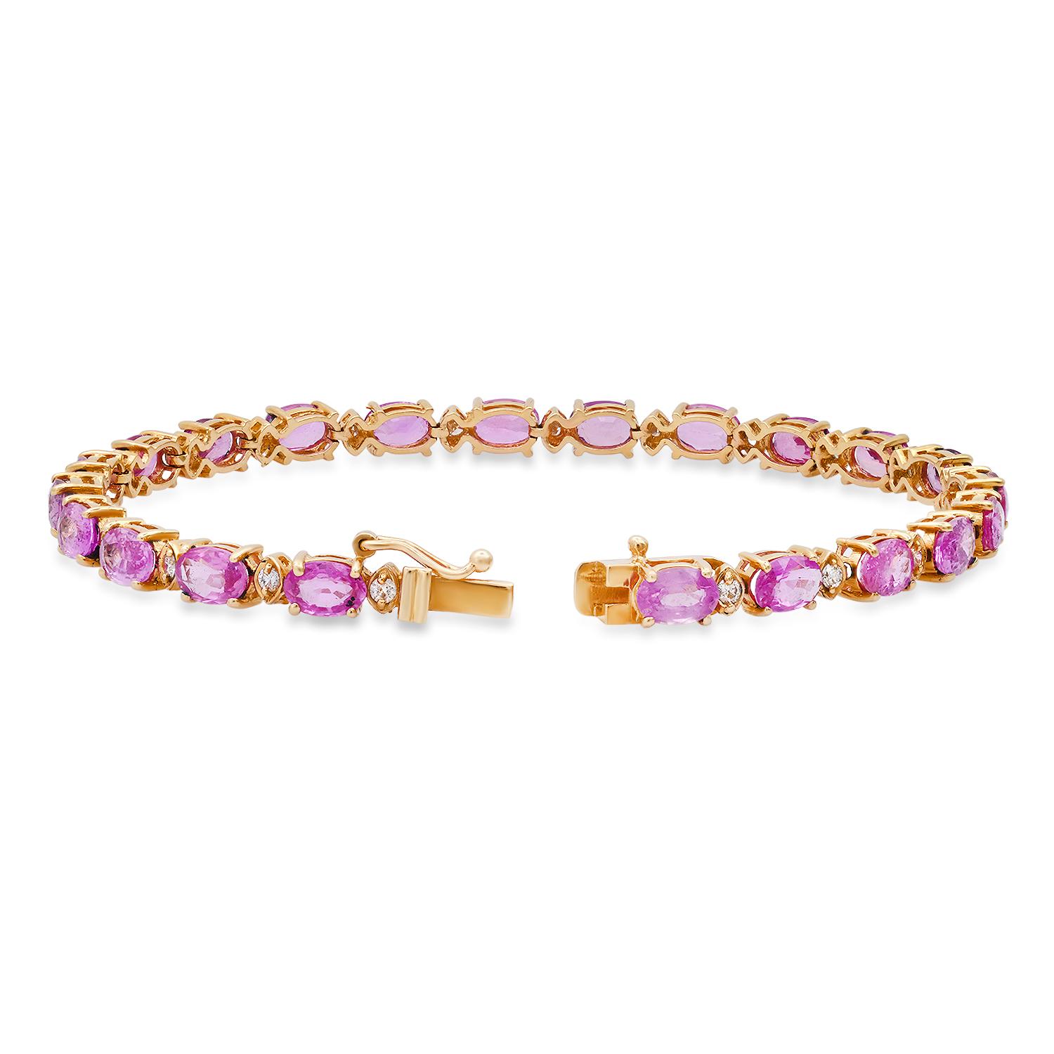 14K yellow Gold Setting with 9.86ct Pink sapphire and 0.70ct Diamond Bracelet