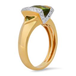 18K Yellow Gold Setting with 3.20ct Peridot and 0.14ct Diamond Bellari" Designor Ring"