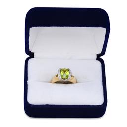 18K Yellow Gold Setting with 3.20ct Peridot and 0.14ct Diamond Bellari" Designor Ring"