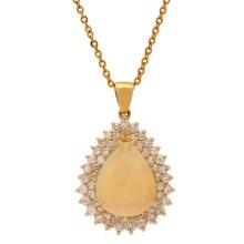 14k Yellow Gold 6.68ct Opal 1.91ct Diamond Pendant