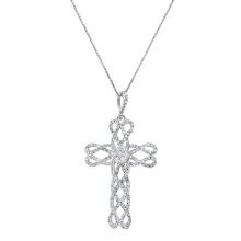 14K White Gold Setting with 1.00ct Diamond Cross Pendant