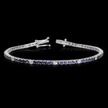 14k White Gold 3.99ct Sapphire 0.88ct Diamond Bracelet