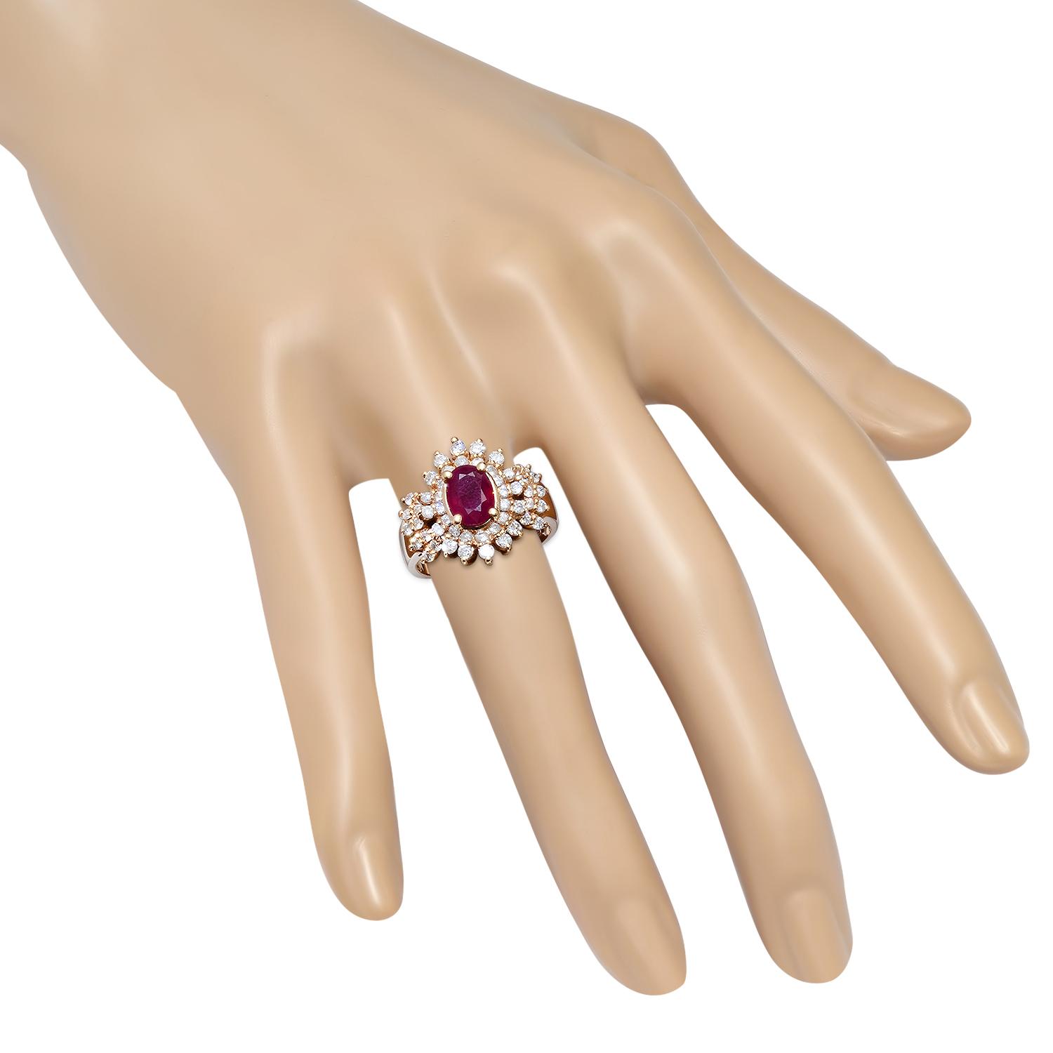 14K Yellow Gold Setting with 1.30ct Ruby and 0.88ct Diamond Ladies Ring