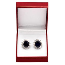 14k White Gold 18.41ct Sapphire 1.36ct Diamond Earrings