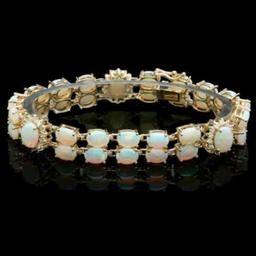 14K Gold 17.65ct Opal 1.13ct Diamond Bracelet