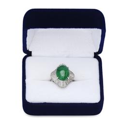 Platinum Setting with 7.12ct Jadeite and 1.62ct Diamond Ladies Ring