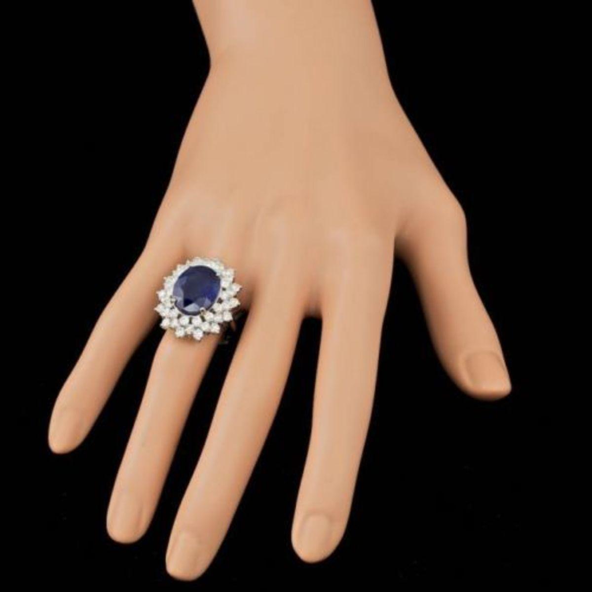 14K White Gold 8.37ct Sapphire and 2.97ct Diamond Ring