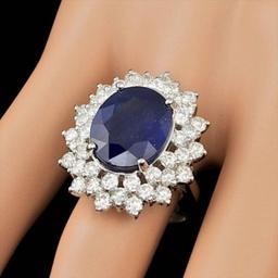 14K White Gold 8.37ct Sapphire and 2.97ct Diamond Ring