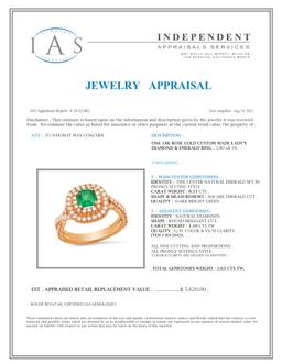18K Rose Gold Setting with 0.53ct Emerald and 1.1ct Diamond Ring
