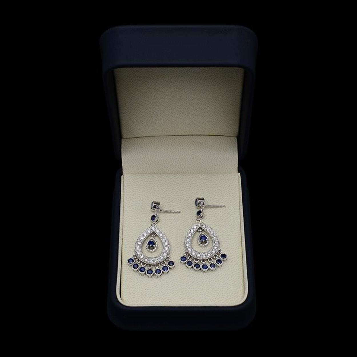 14K Gold 3.24ct Sapphire 1.45ct Diamond Earrings