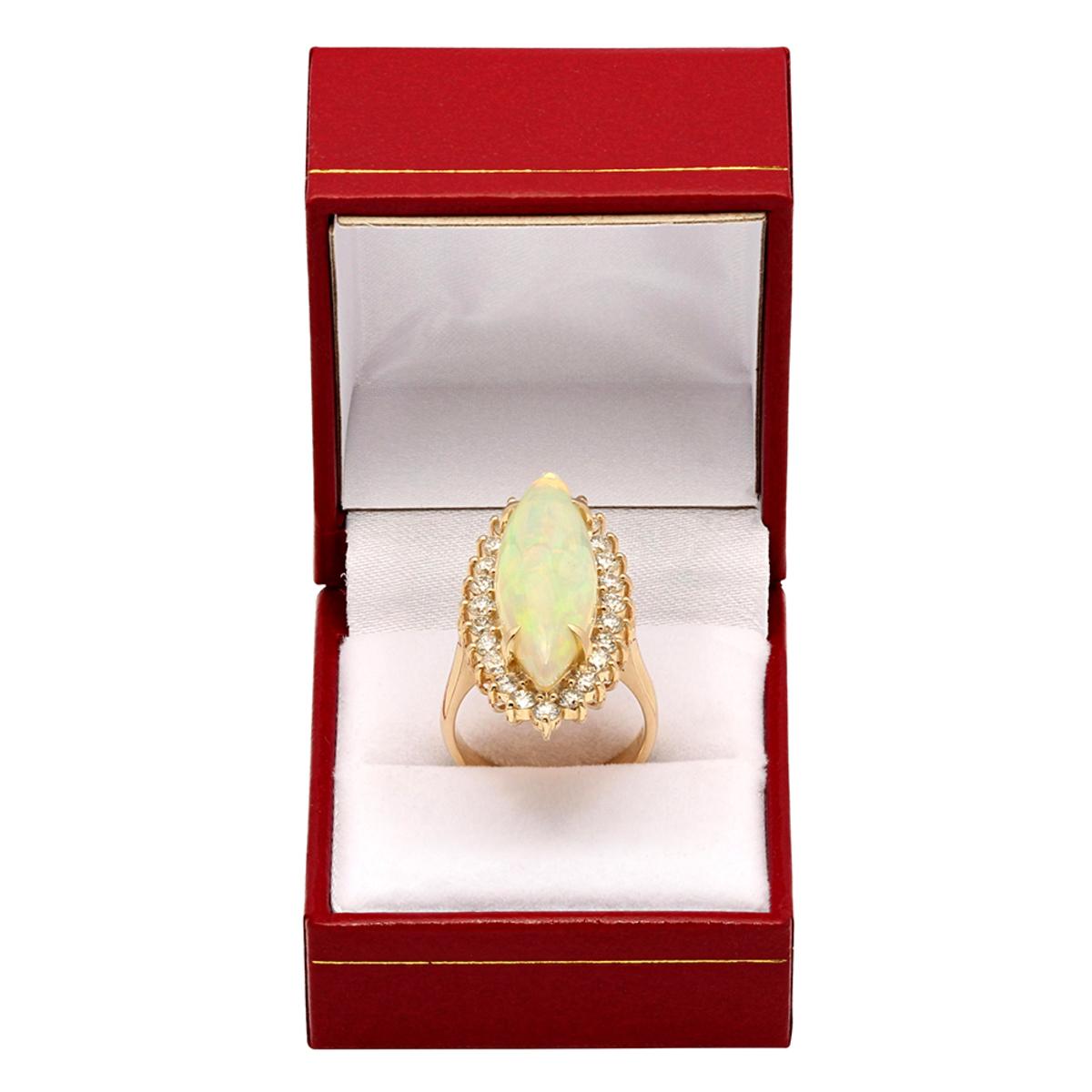 14k Yellow Gold 7.69ct Opal 1.92ct Diamond Ring