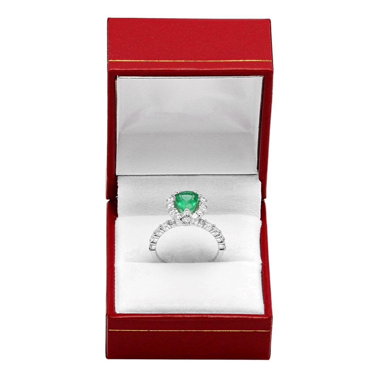 14k White Gold 1.59ct Emerald 1.49ct Diamond Ring