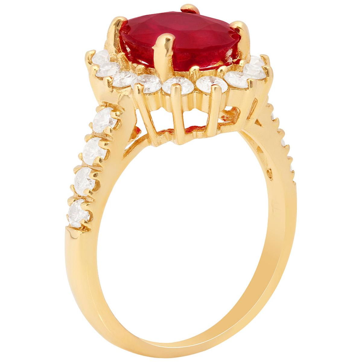 14k Yellow Gold 3.22ct Ruby 1.06ct Diamond Ring