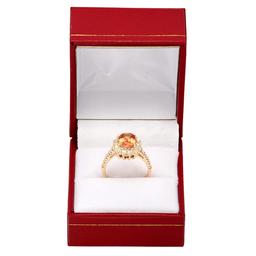 14k Yellow Gold 2.58ct Orange Sapphire 0.78ct Diamond Ring