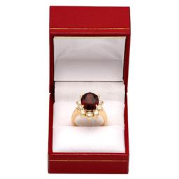 14k Yellow Gold 7.81ct Almandite Garnet 2.10ct Diamond Ring