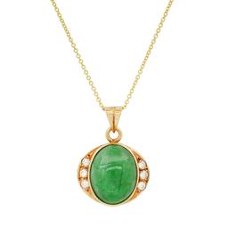 18K Yellow Gold Setting with 10.10ct Jadeite and 0.24ct Diamond Pendant