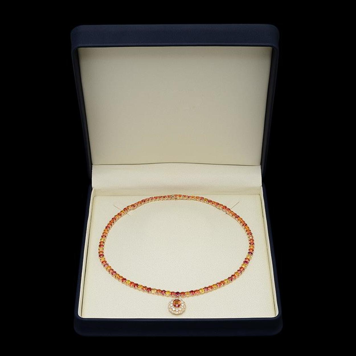 14K Gold 45.17ct Multi-Color Sapphire 1.51ct Diamond Necklace