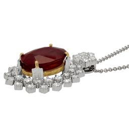 14k White Gold 7.97ct Ruby 1.79ct Diamond Pendant