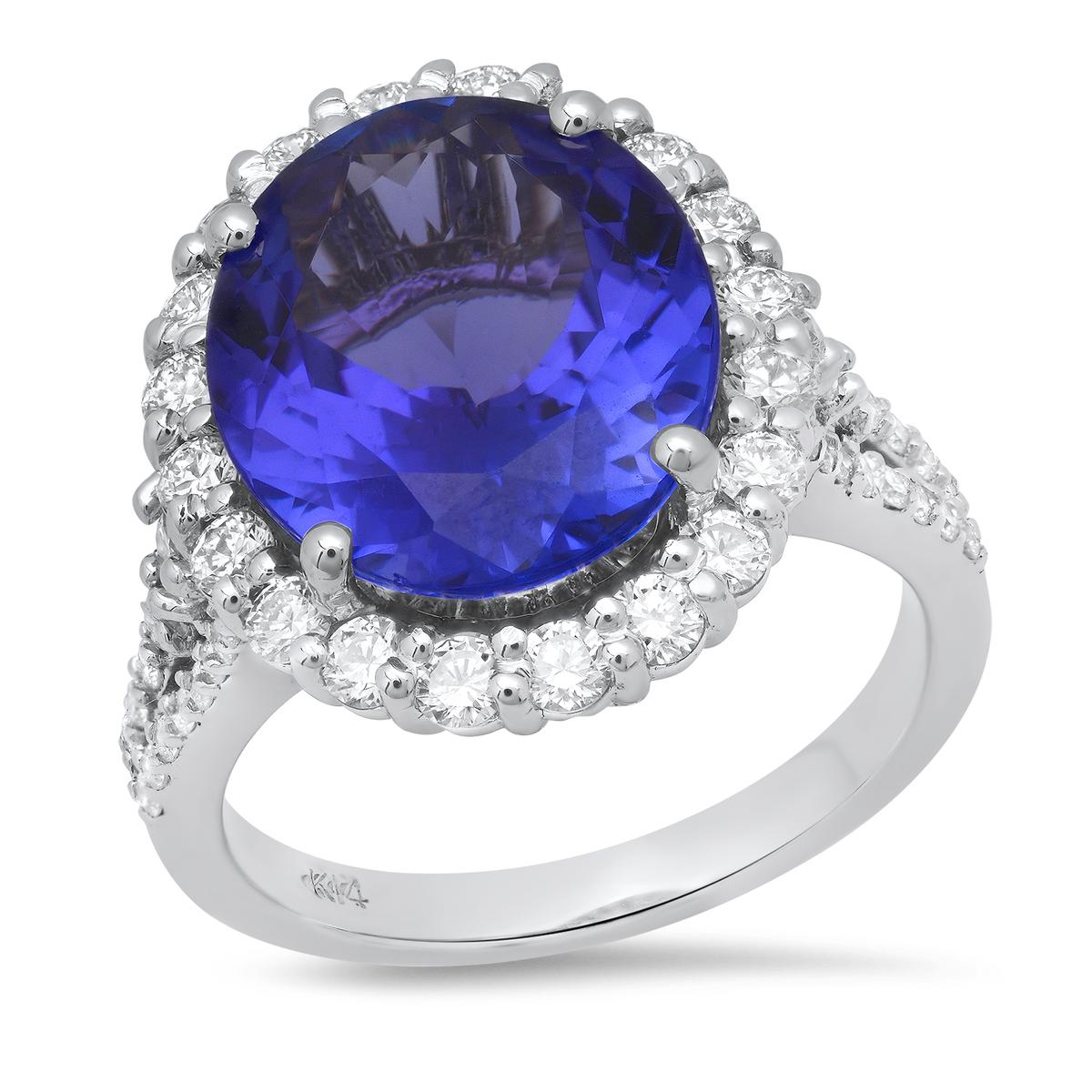 14K White Gold Setting with 6.79ct Tanzanite and 1.34ct Diamond Ladies Ring