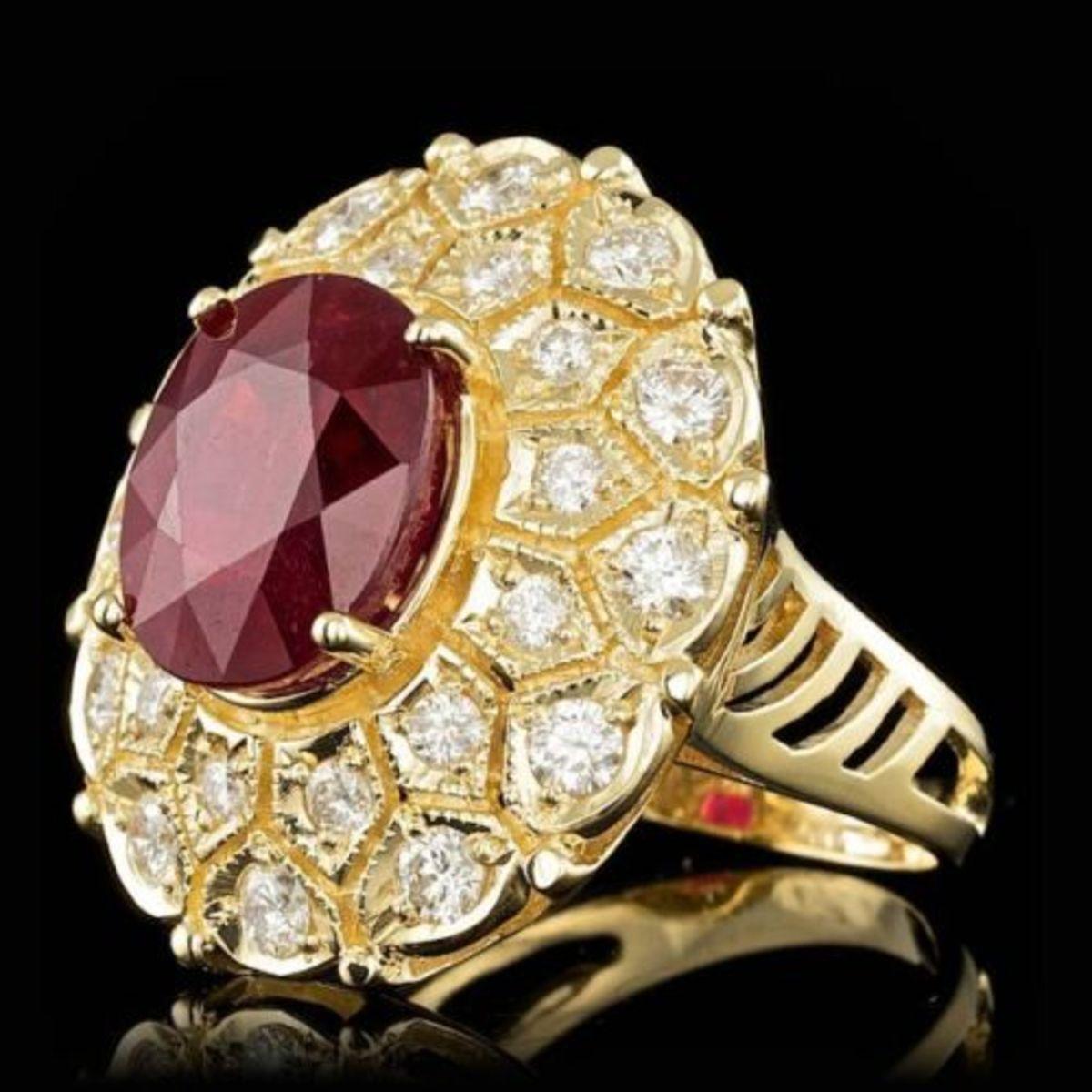 14K Yellow Gold 8.87ct Ruby and 1.67ct Diamond Ring