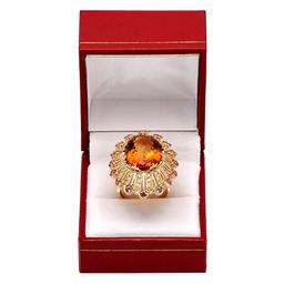 14k Yellow Gold 15.27ct Citrine 1.15ct Sapphire 1.09ct Diamond Ring