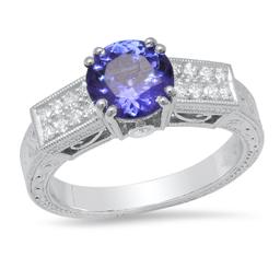 18K White Gold Setting with 1.51ct Tanzanite and 0.24ct Diamond Ladies Ring