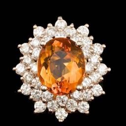 14K Rose Gold 4.61ct Citrine and 2.02ct Diamond Ring