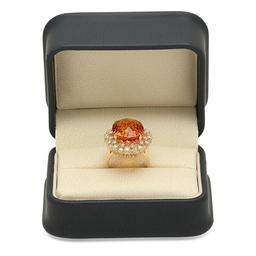 14K Yellow Gold 15.40ct Citrine and 1.32ct Diamond Ring