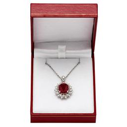 14k White Gold 7.45ct Ruby 0.65ct Diamond Pendant