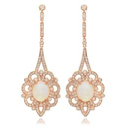 14K Rose Gold 5.88ct Opal and 2.53ct Diamond Earrings