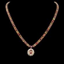 14K Gold 45.17ct Multi-Color Sapphire 1.51ct Diamond Necklace