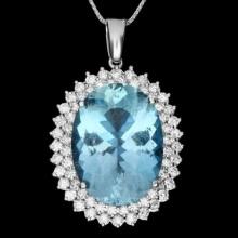 14K Gold 20.72ct Aquamarine 2.16ct Diamond Pendant