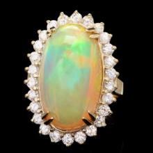 14K Yellow Gold 13.62ct Opal and 1.17ct Diamond Ring