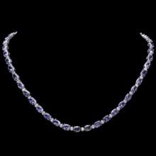 14K White Gold 36.32ct Tanzanite and 1.10ct Diamond Necklace