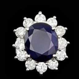 14K White Gold 7.91ct Sapphire and 2.51ct Diamond Ring